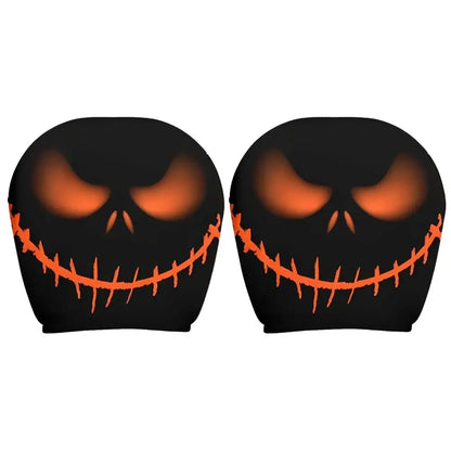 2Pcs Grim Reaper Skull Headrest Covers—Halloween Auto Decor