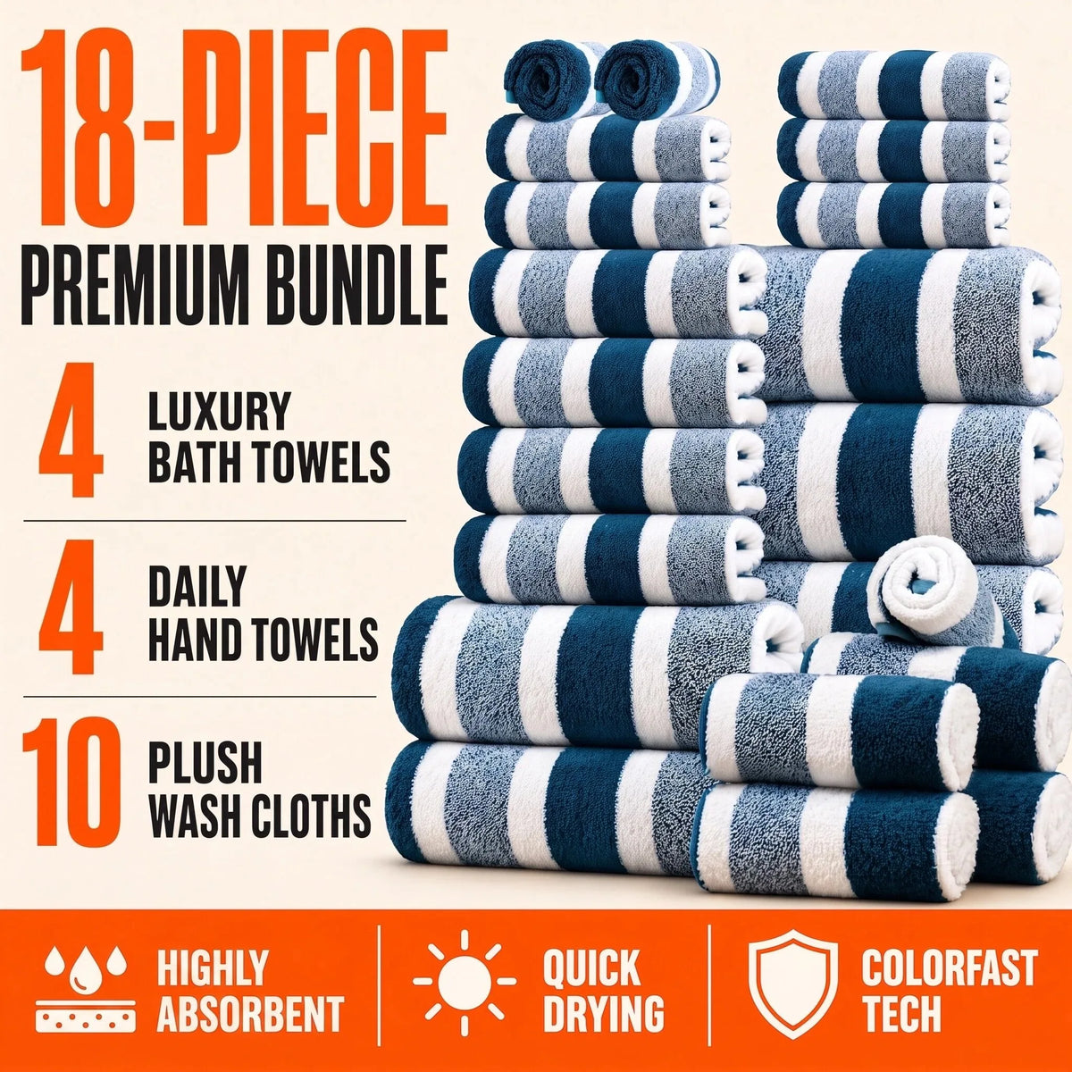 18-Piece Quick-Dry Bath Towel Set