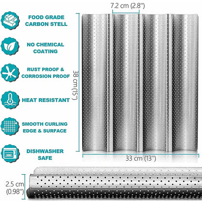 Nonstick Perforated Baguette Baking Pan