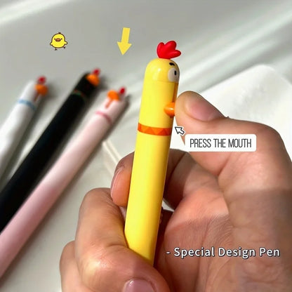 4-Piece Chicken Gel Pen Set, 0.5mm Black Ink