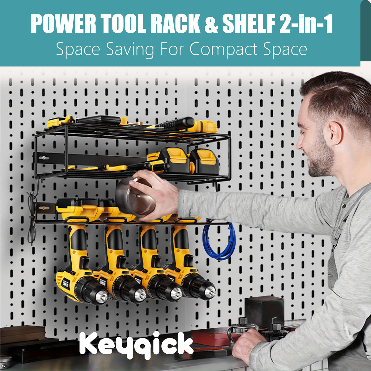 Heavy-Duty Wall-Mounted Power Tool Organizer