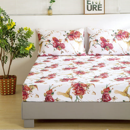Tache Burgundy Hummingbird Rose Garden Sheet Set
