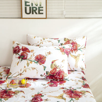 Tache Burgundy Hummingbird Rose Garden Sheet Set