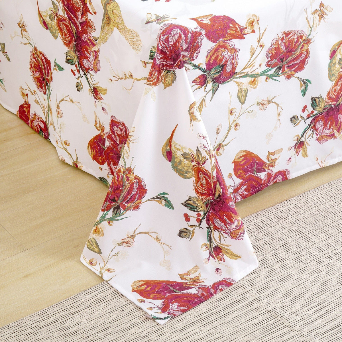 Tache Burgundy Hummingbird Rose Garden Sheet Set