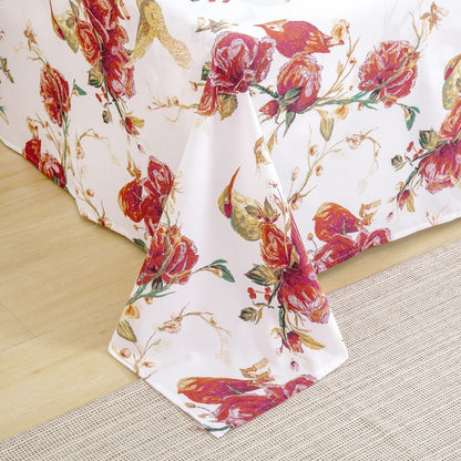 Tache Burgundy Hummingbird Rose Garden Sheet Set