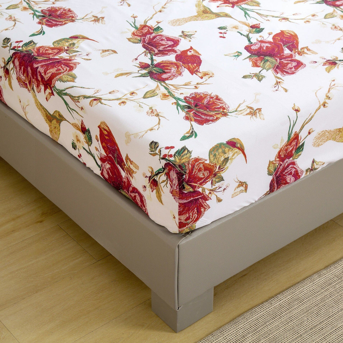 Tache Burgundy Hummingbird Rose Garden Sheet Set
