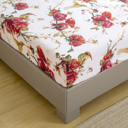 Tache Burgundy Hummingbird Rose Garden Sheet Set