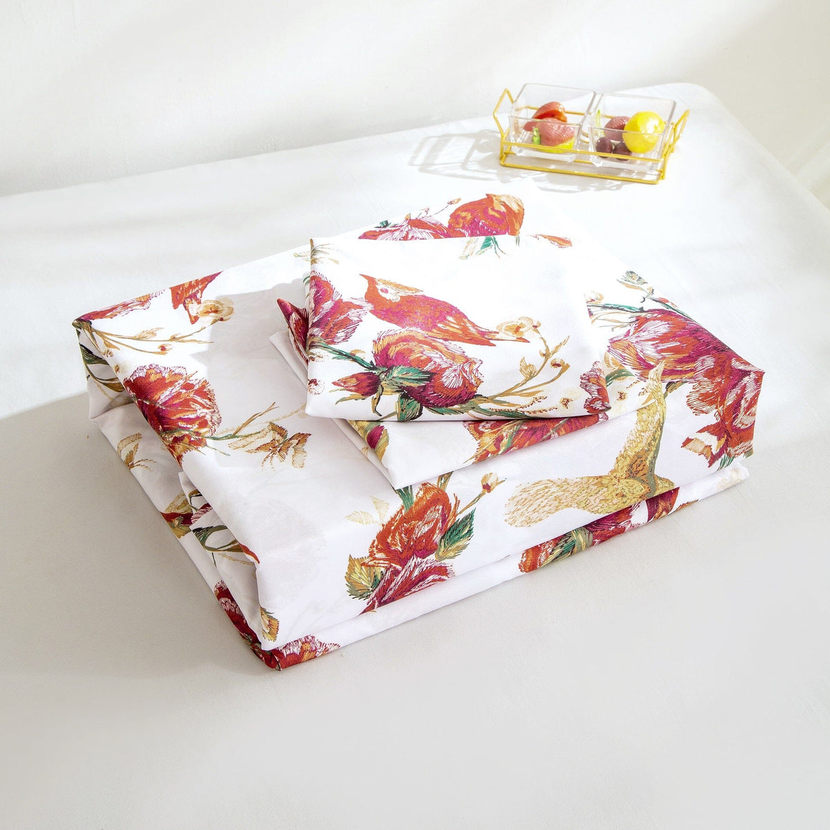 Tache Burgundy Hummingbird Rose Garden Sheet Set
