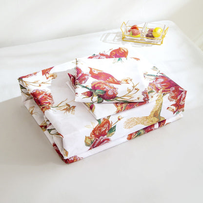 Tache Burgundy Hummingbird Rose Garden Sheet Set