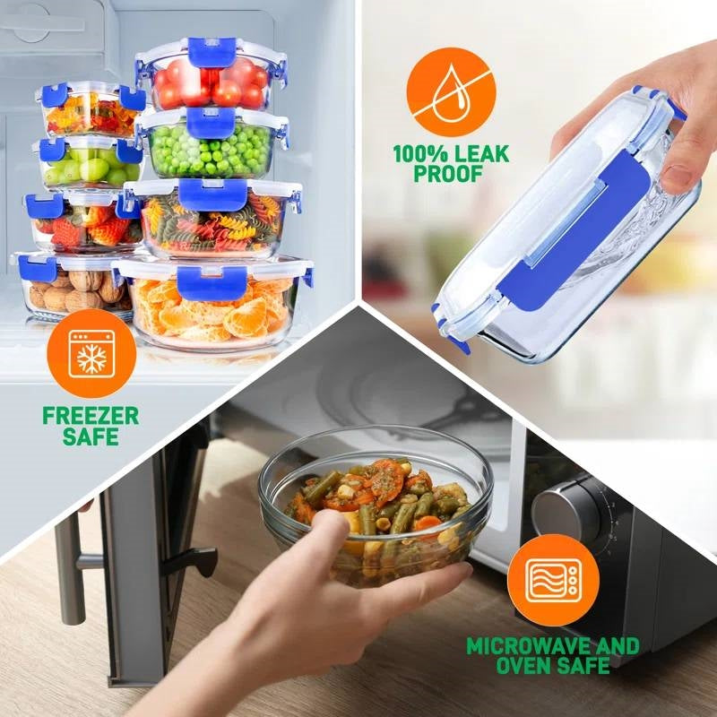 24-Piece Glass Food Storage Container Bakeware Set