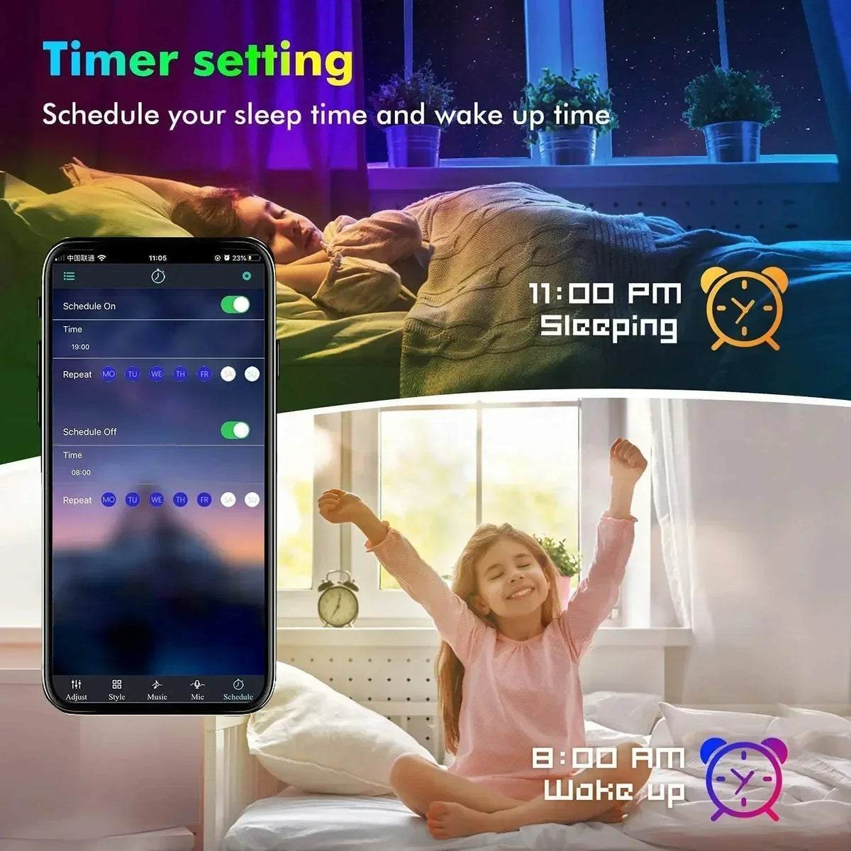 Smart RGB LED Strip Lights with Music Sync