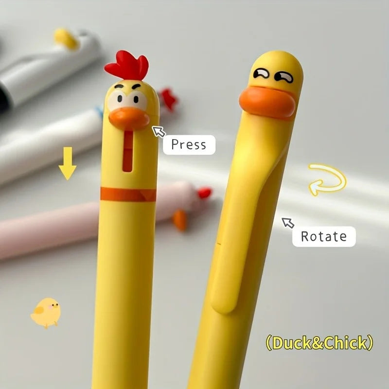 4-Piece Chicken Gel Pen Set, 0.5mm Black Ink