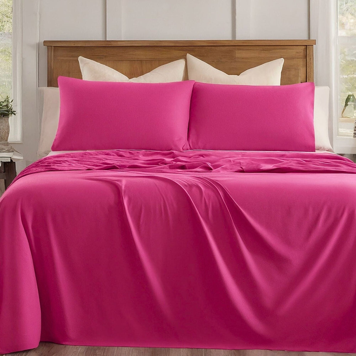 Tache Microfiber Rose Pink Bed Sheet Set