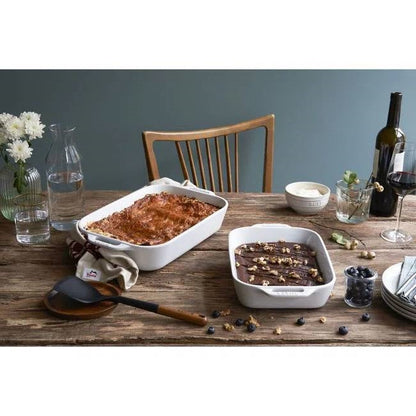 2 Piece Stoneware Bakeware Casserole Dish Set in White