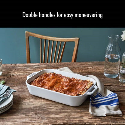 2 Piece Stoneware Bakeware Casserole Dish Set in White