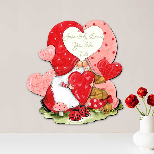 Gnome body Loves Gnome Wooden Door Hanger Wall Art