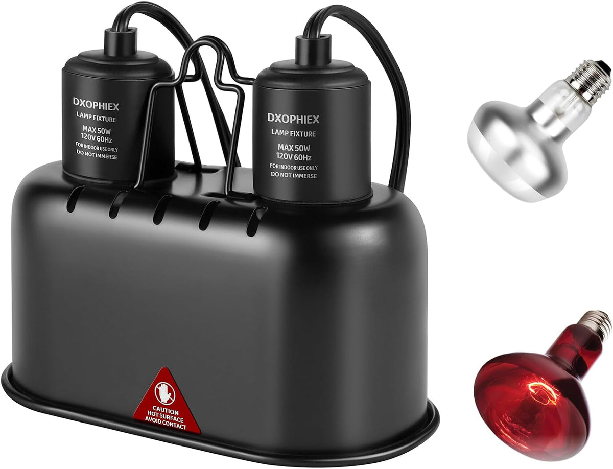 DXOPHIEX Deep Dome Reptile Heat Lamp Fixture