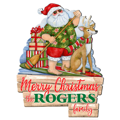Personalized Santa Holiday Welcome Door Hanger