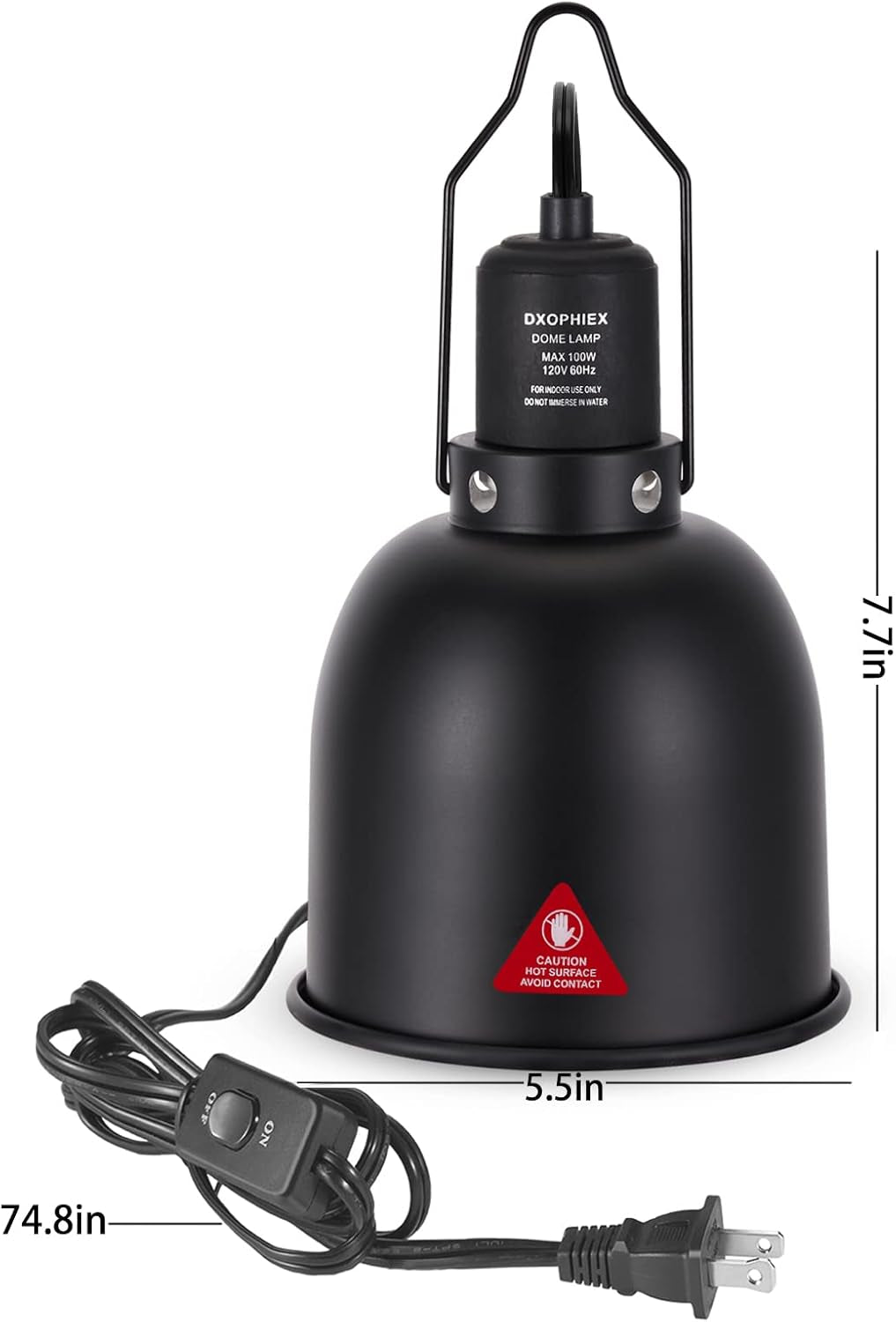 DXOPHIEX Deep Dome Reptile Heat Lamp Fixture