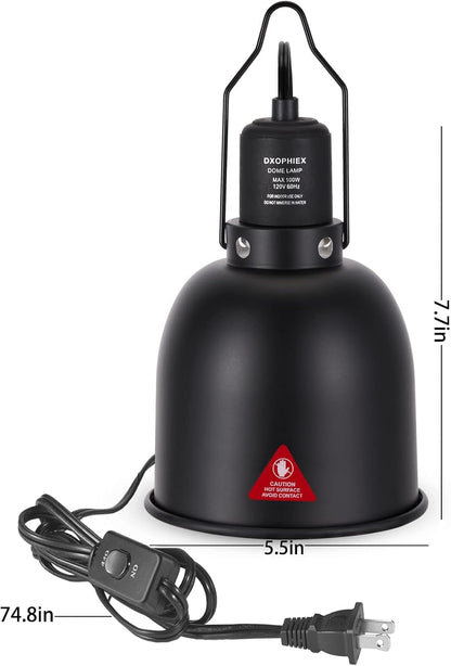 DXOPHIEX Deep Dome Reptile Heat Lamp Fixture