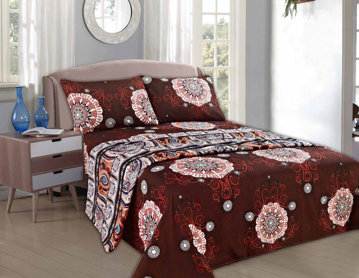 Tache Burgundy Palace Paisley Medallion Sheet Set