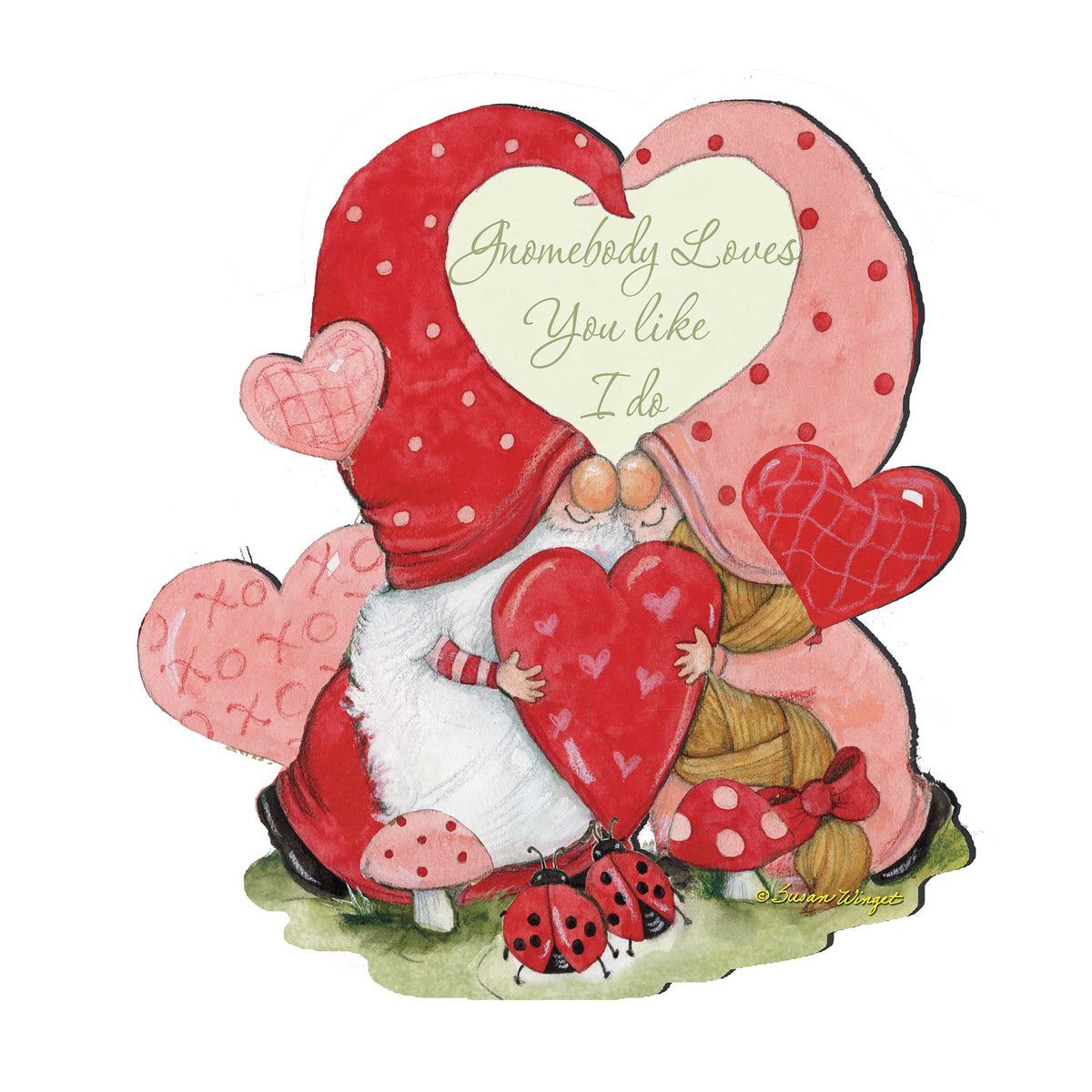 Gnome body Loves Gnome Wooden Door Hanger Wall Art