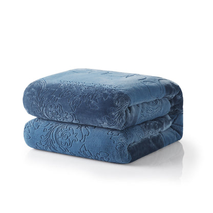 Tache Rainy Day Grey Blue Sherpa Throw Blanket