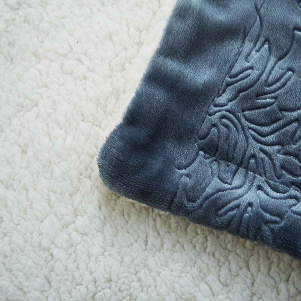 Tache Rainy Day Grey Blue Sherpa Throw Blanket