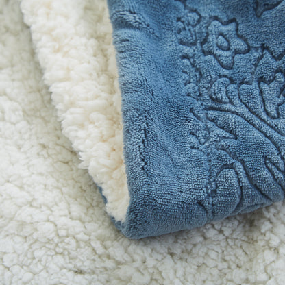 Tache Rainy Day Grey Blue Sherpa Throw Blanket