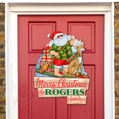 Personalized Santa Holiday Welcome Door Hanger