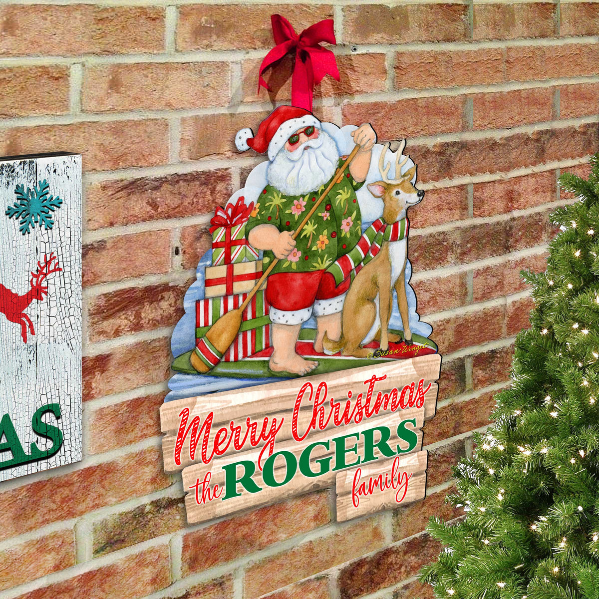Personalized Santa Holiday Welcome Door Hanger