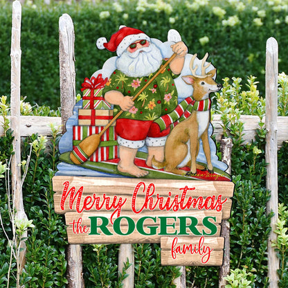 Personalized Santa Holiday Welcome Door Hanger