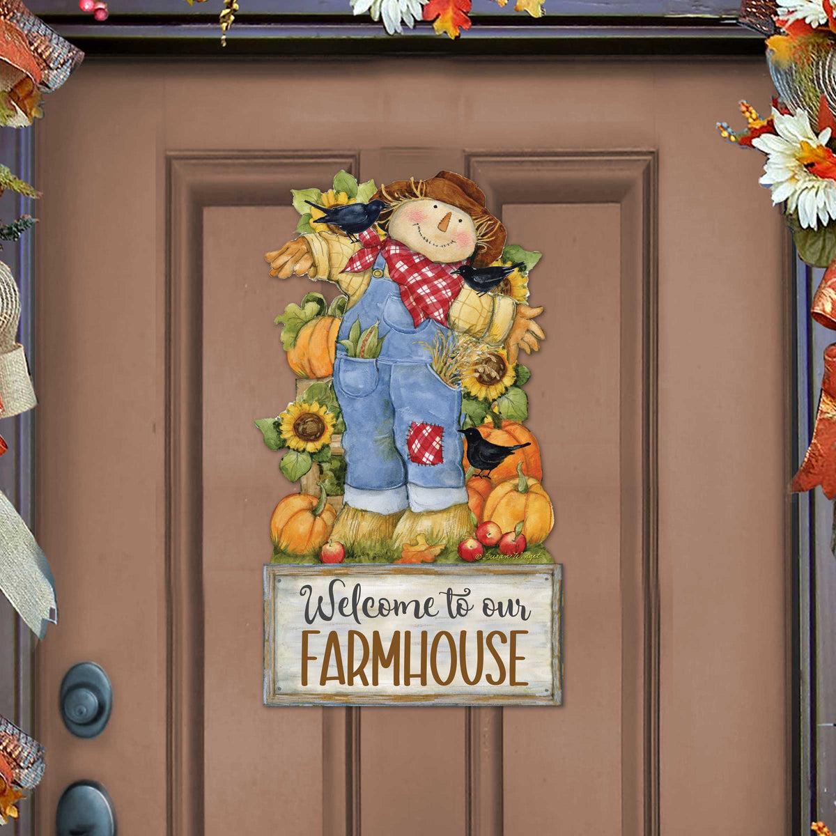 Harvest Scarecrow Welcome Door Hanger