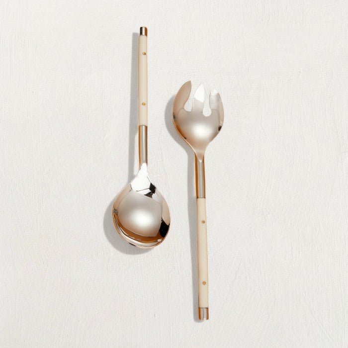 Stainless with Ivory Inlay Serving Utensil Set