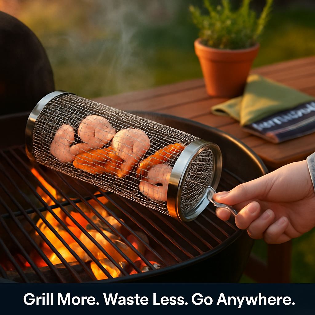 2-Piece Rolling BBQ Basket Set, 3.42 × 11.61 Inch