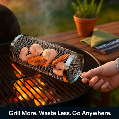 2-Piece Rolling BBQ Basket Set, 3.42 × 11.61 Inch