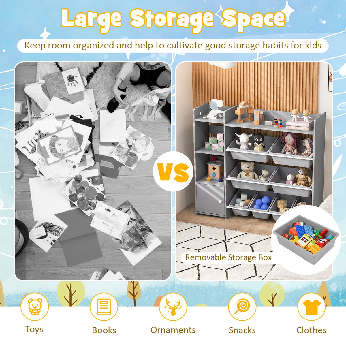 4-Tier Kids Bookshelf and Toy Storage Rack