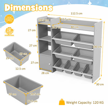 4-Tier Kids Bookshelf and Toy Storage Rack