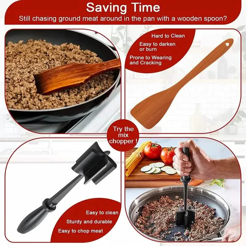 Heat-Resistant Nonstick Meat Chopper and Ground Beef Masher