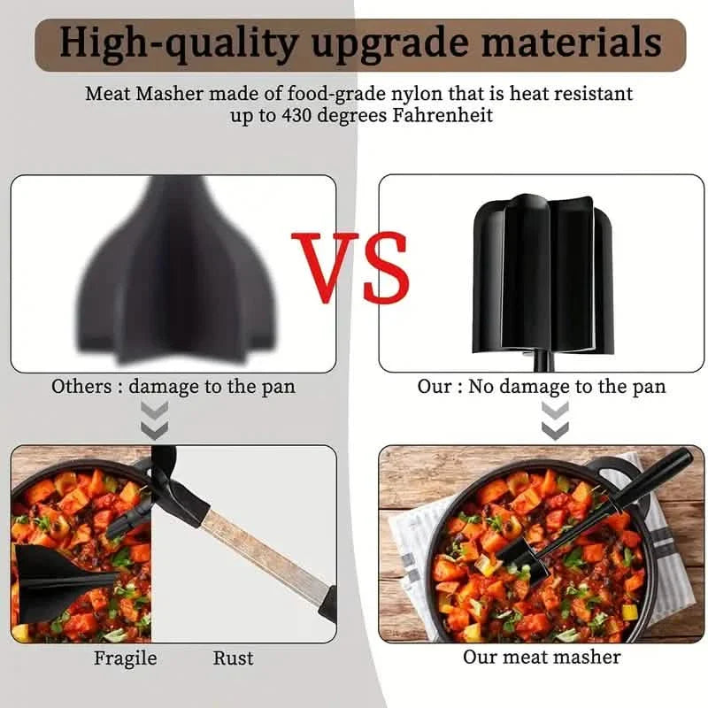 Heat-Resistant Nonstick Meat Chopper and Ground Beef Masher
