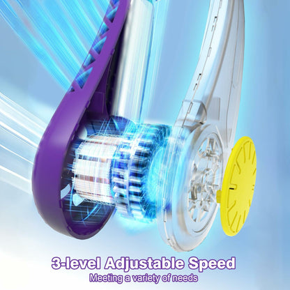 NinetinGel Rechargeable Neck Fan, Purple
