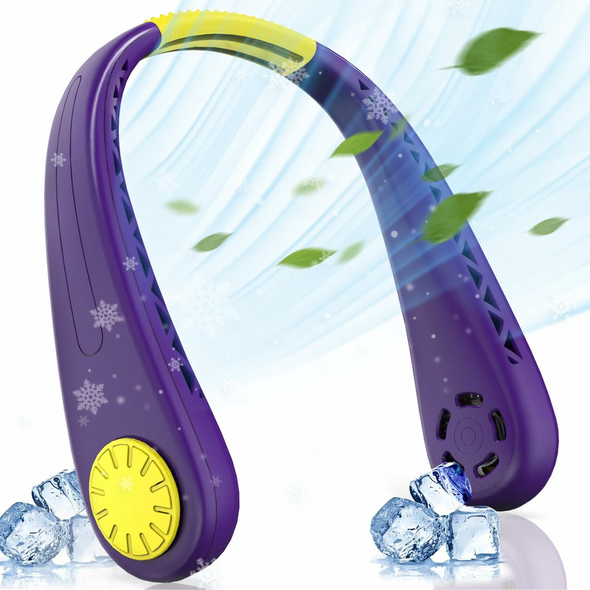 NinetinGel Rechargeable Neck Fan, Purple