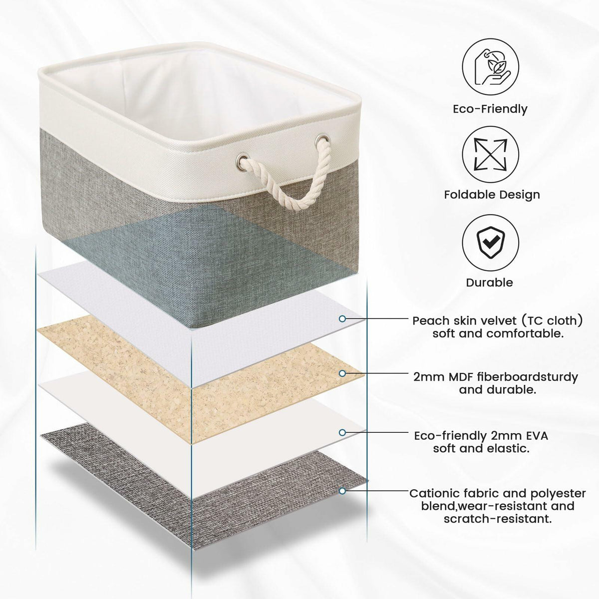 HOdo Home 3-Piece Collapsible Fabric Storage Bins