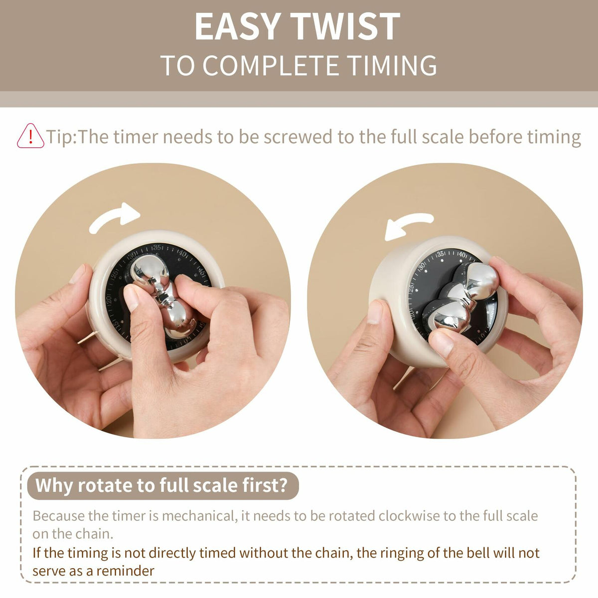 HOHOLEU 60-Minute Visual Mechanical Timer