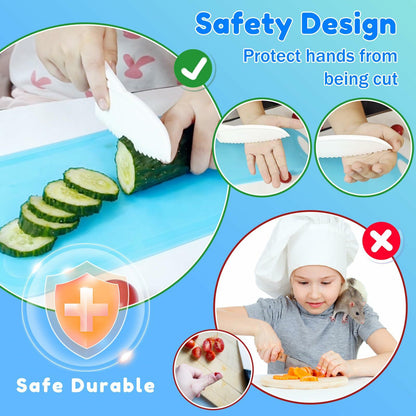 OLRMA 20-Piece Blue Kids Plastic Knife Set