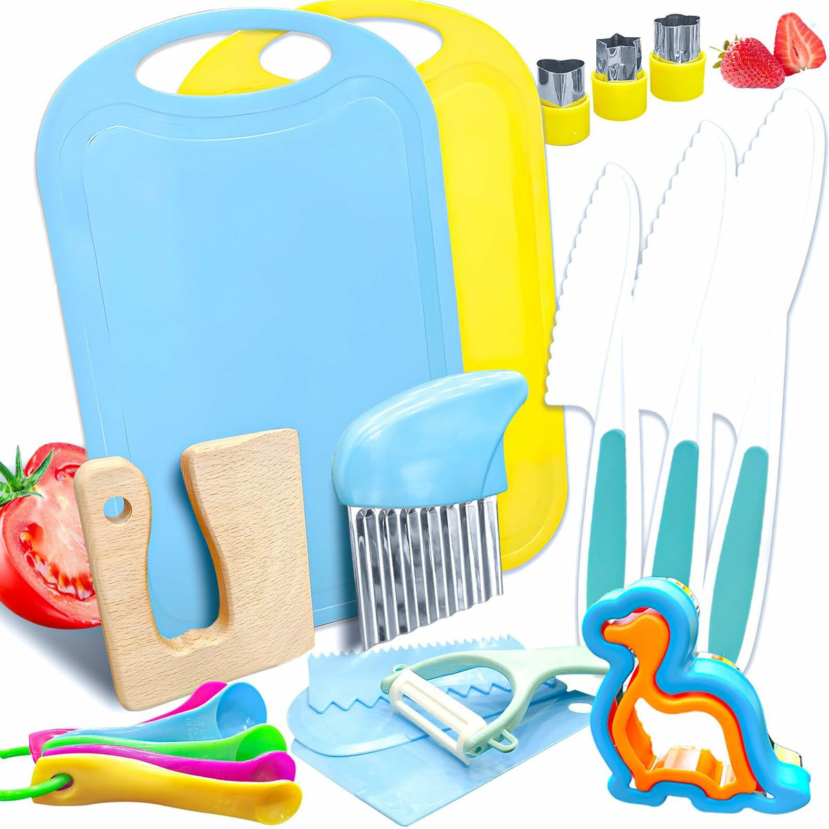 OLRMA 20-Piece Blue Kids Plastic Knife Set
