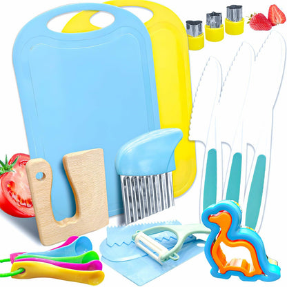 OLRMA 20-Piece Blue Kids Plastic Knife Set