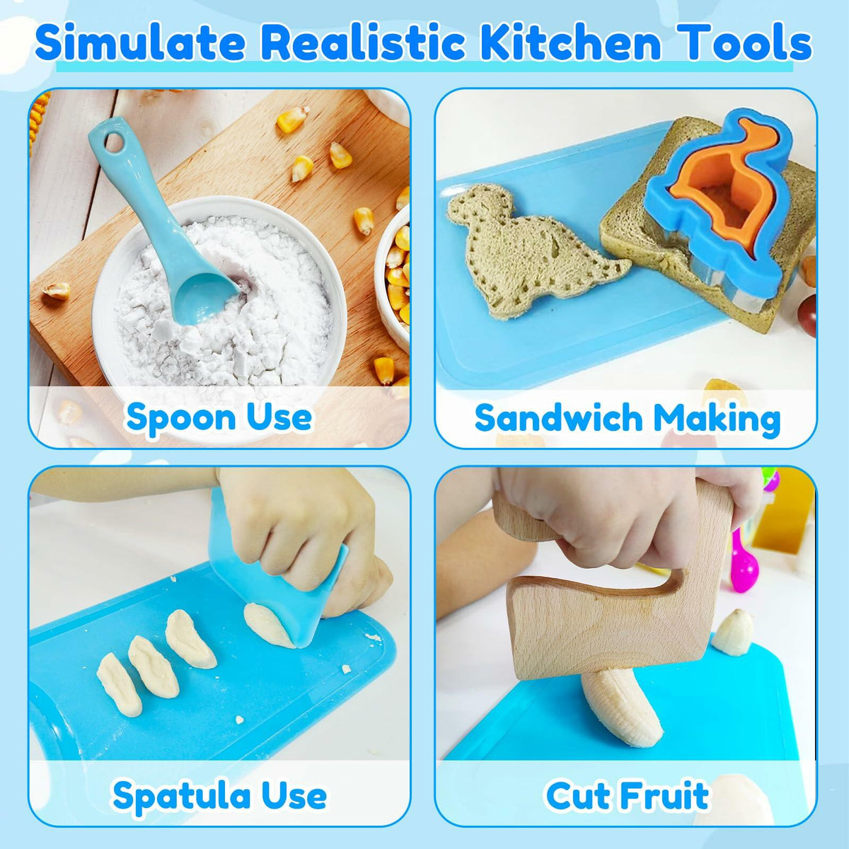 OLRMA 20-Piece Blue Kids Plastic Knife Set
