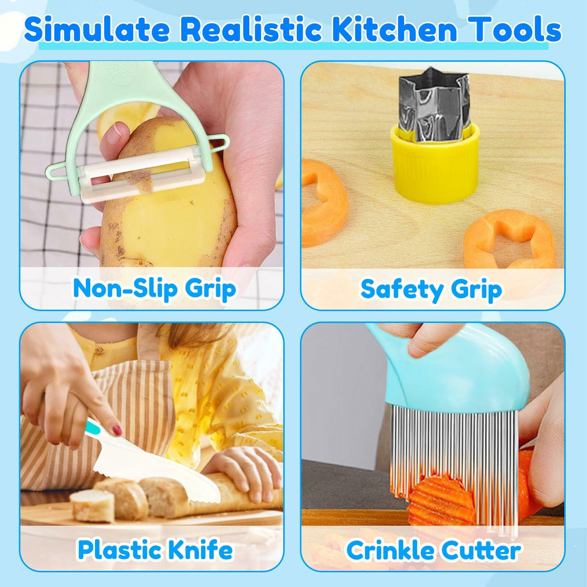 OLRMA 20-Piece Blue Kids Plastic Knife Set