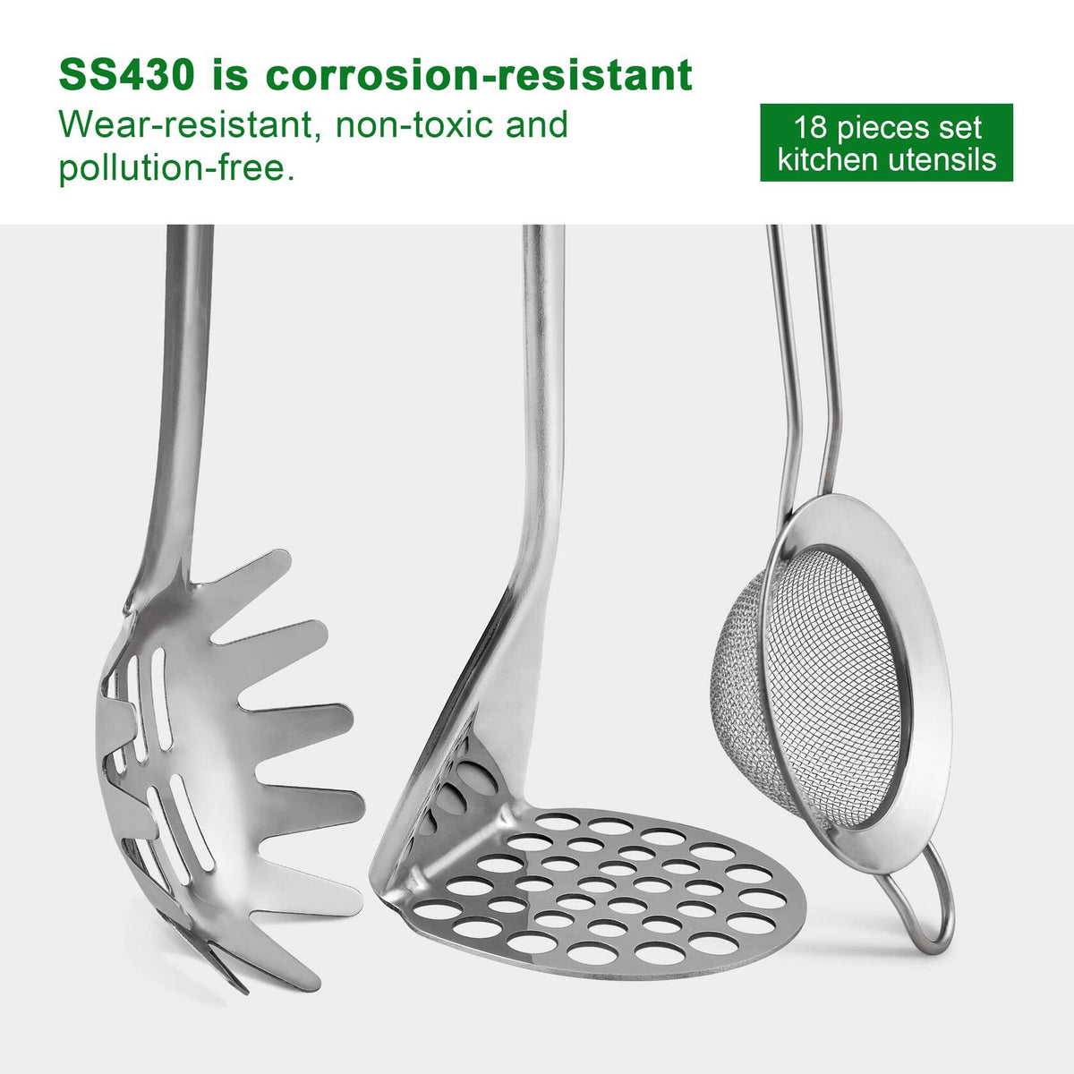 StnKitchExplor 28-Piece Stainless Steel Utensil Set